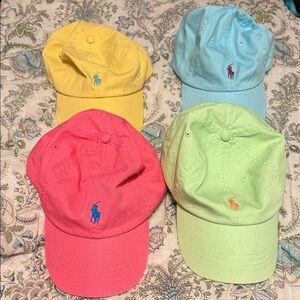 Polo by Ralph Lauren Caps in Yellow, Blue, Pink, and Green (BUNDLE, 4 included)